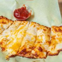 Cheesy Bread · Love with garlic butter, mozzarella, and Parmesan cheese.