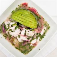 Ceviche De Rancho · Rockfish / pickled onion / serrano / lime / cilantro / avocado