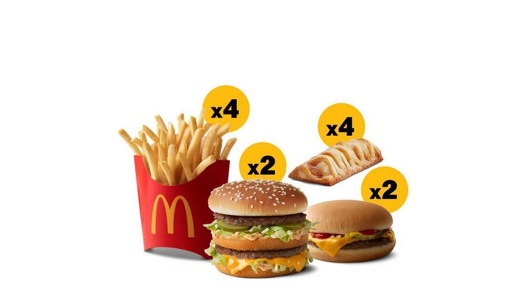 Favorites for 4 · Big Mac (x2), Cheeseburger (x2), Medium French Fries (x4) , Apple Pie (x4)