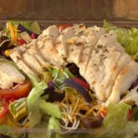 1/2 Southwest Salad · Crispy romaine, grilled chicken, avocado corn, tomato,red onion, black beans, grated cheese,...