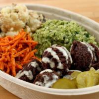 Build-Your-Own Bowl · Your choice of three salads and one protein, served with hummus.