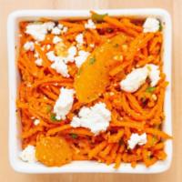 Moroccan Carrot · Shredded carrot, sheep's feta, and orange.