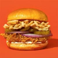Double Onion · Our signature fried chicken served on a toasted bun and topped with crispy fried onions stir...