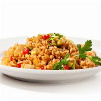 Vegetable Fried Rice · Fried rice, scallions, soy sauce and egg with fresh veggies.