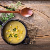 Sweet Corn Chicken Chowder · Sweet corn and hearty chicken prepared in a creamy broth.