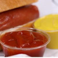 Dune Buggy Dog · 1/2 Hot Dog on a French roll. Comes with a side of ketchup and mustard.