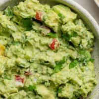 Guacamole · Creamy avocado with red onions, finely chopped cilantro, red chili pepper, and a squeeze of ...