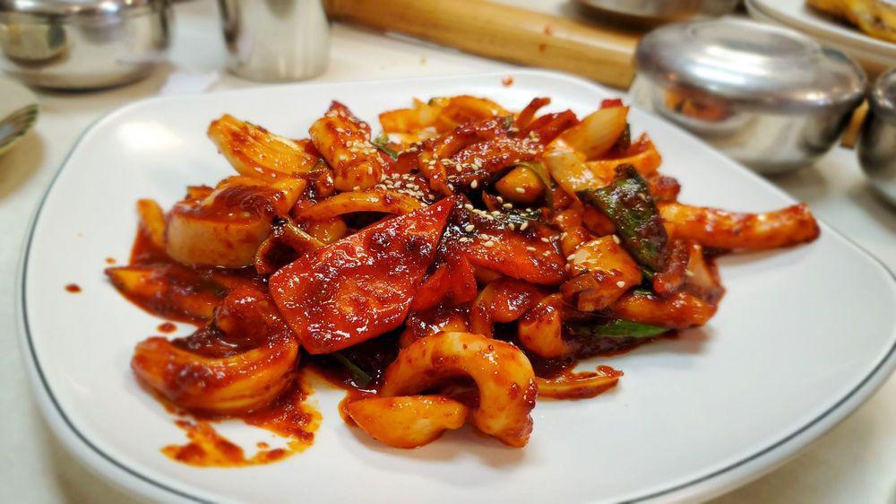 Spicy Squid · Spicy. Sauteed squid with spicy sauce & vegetables.