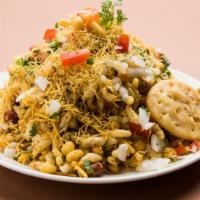 *Bhel Puri · Chef recommended. Vegan, no onion no garlic. Medium. A spicy dish of puffed rice, potato, on...