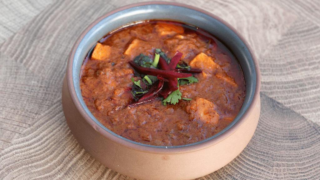 *Hyderabadi Paneer · Gluten-free. Medium. paneer cooked in a gravy of cashew & spicy tomato based Hyderabadi style gravy.