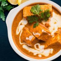 Creamy Paneer Butter Masala · Cottage Cheese cooked in creamy tomato puree, with coriander and spices.