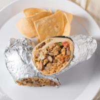 Breakfast Burrito · Choice of meat, scrambled eggs, cheese, potatoes and pico de gallo.