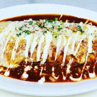 Burrito Mojado (Rojo o Verde) · Wet Burrito, rice & beans, your choice of meat, topped with Green, Red or Mole sauce, Cheese...