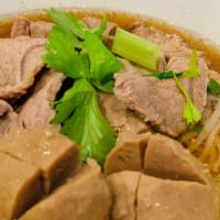 1. Beef Noodles Soup · Traditional thai noodles soup with slice beef, beef ball simmer in a tasty beef broth with b...