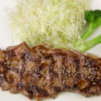 Beef Teriyaki · thinly sliced Marinated beef barbecued served with rice, salad, and soup