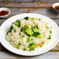 Green Vegetables Fried Rice · Gluten free. Seasonal vegetables cooked and stir fried with rice. Substitute brown rice for ...