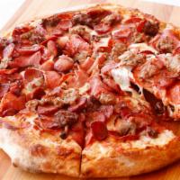 Porky’s All Meat 14″ Large · Generous Portions of Italian Dry Salami, Porky’s Special Recipe Italian Sausage, Pepperoni, ...