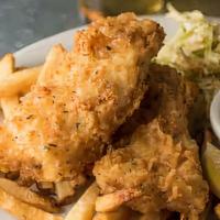Fish N Chips · fresh cod, french fries, coleslaw, tartar sauce