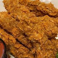 Seitan Spicy Strips · Very spicy. Eight pieces. In house-made seitan strips served with a side of fresh carrots, c...