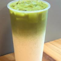 Matcha Latte · grounded dried green tea leaves. what else do you want to know? it was probably grounded wit...