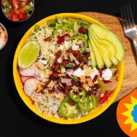Baja Shrimp Burrito Bowl · Fried baja shrimp bowl with your choice of base and toppings. Make the burrito bowl of your ...