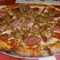 All Meat · Pepperoni, Salami, Italian Sausage, Linguica and Ham.