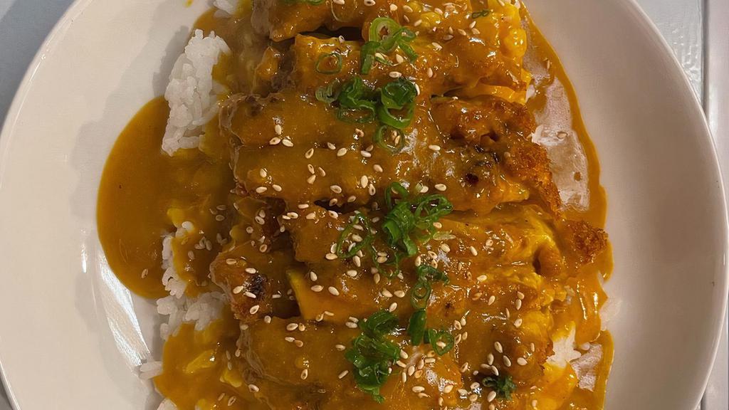 Curry Katsu Donburi · Curried Pork or chicken cutlet on rice bowl