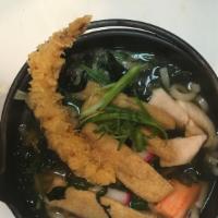 Nabe Yaki Udon · Deluxe various Seafood  and Vegetables, Shrimp Tempura
Spicy or Mild
