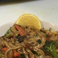 Chicken Yaki Udon(or soba) · Stir fried chicken, vegetable with noodles.
Mild or spicy