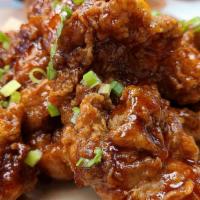 Yangnyum / 양념 치킨) · Mr. Lee Yangnyum chicken. Toss w/ sweet, and spicy sauce. Served w/ pickled onion.
Whole cut...