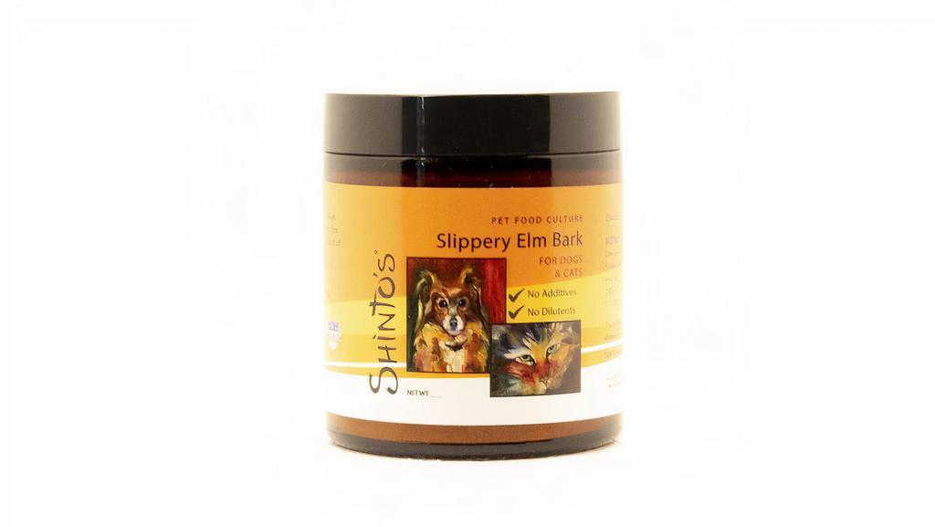 Slippery Elm Bark · Shinto’s Slippery Elm Bark is a natural prebiotic mucilage that coats, soothes and lubricates the digestive tract. Slippery Elm Bark is recommended for use by the VCA Hospitals for treatment of digestive disturbances, such as diarrhea or constipation.