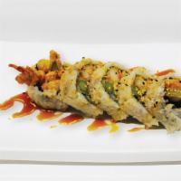 Tempura Maki · In: shrimp tempura, asparagus, avocado, cucumber. Out: unagi sauce.