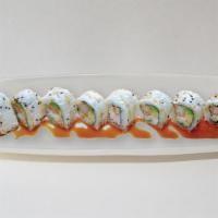 Banzai · In: shrimp tempura, imitation crab, cucumber, avocado, seaweed. Out unagi sauce, mayo, wrapp...