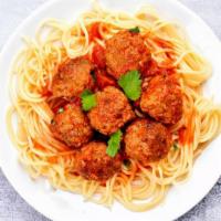 Spaghetti & Meatballs · Housemade meatballs made with beef, bell peppers smothered with our tomato sauce on a bed of...