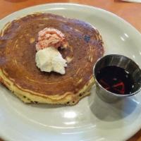 Buttermilk Pancakes · Strawberry Butter | Vanilla and Mascarpone Cream | Syrup.