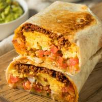 Eggs, Cheese, and Salsa Burrito · Fresh cooked scrambled eggs mixed with melted cheese and fresh chef's made salsa.