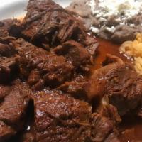 Birria · Spicy beef or goat stew served with tortillas.