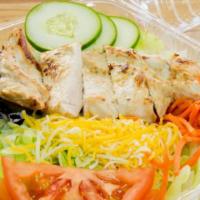 Mojo Chicken Salad · Natural Free Range Chicken, shredded iceberg lettuce, sliced tomato, shredded red cabbage, c...