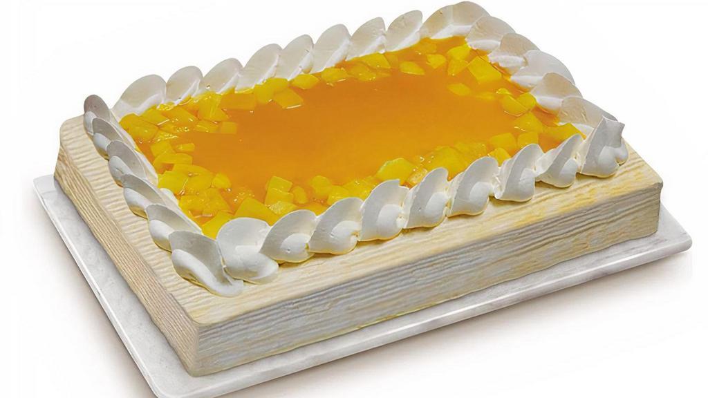 Mango Supreme Dedication Cake · Your favorite Mango Supreme in quarter sheet size. Personalize your cake by writing your own dedication!