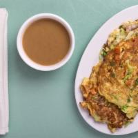 Roast Pork Egg Foo Young · Served with fried rice, or white rice, or pork rice, or brown rice and egg roll, and or brow...