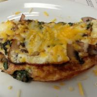 Spinach Omelette · Swiss cheese, spinach, onions and mushrooms.