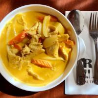Yellow Curry · A delicious yellow curry with potato, tomato, onion in coconut milk.
