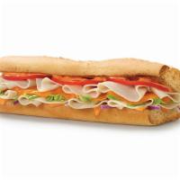 Chipotle Turkey · Turkey, cheddar, lettuce, tomatoes, onions, chipotle mayo.  For (4