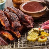 Southside Rib Tips Platter · A pound of Memphis-style, dry-rubbed tips with a side of jalapeño pickled red onions, Hell-F...