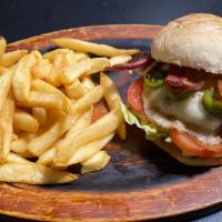 Hell Burger · Spicy Burger Marinate in Búffalo Sauce, Jalapeño Slices, Jack Cheese, Bacon, Lettuce, Tomato...
