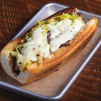 Chipotle Border Buck Tri Tip Sandwich · Pepperoncinis, pepper jack cheese & chipotle sauce.