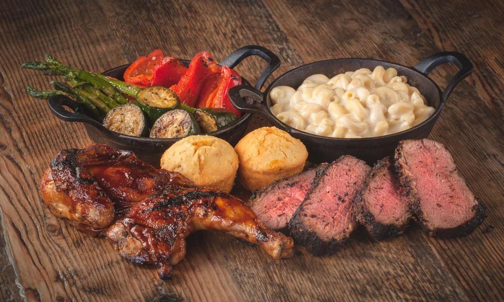 Feast For Two · Choice of 2 meats, 2 sides, & rolls or cornbread muffins.