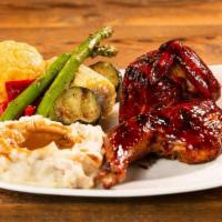 Bbq Chicken Platter · Smoked & slow roasted half chicken with Sweet Fire BBQ sauce
