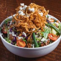 Roadhouse Salad · Mixed greens, string beans, tomatoes, sweet walnuts, Roadhouse Onions, bleu cheese crumbles,...