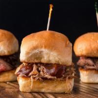 Sliders · 3 sliders with choice of Pulled Pork or Tri Tip